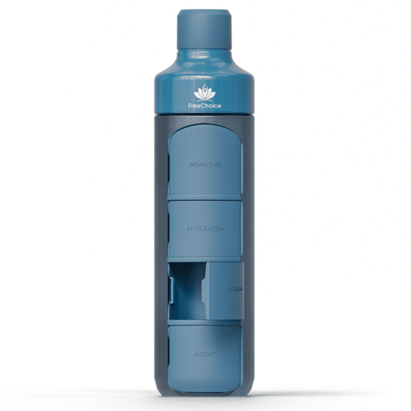 Waterfles met vitamine doosje