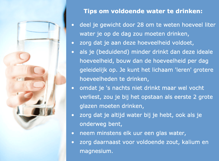 Tips om voldoende water te drinken