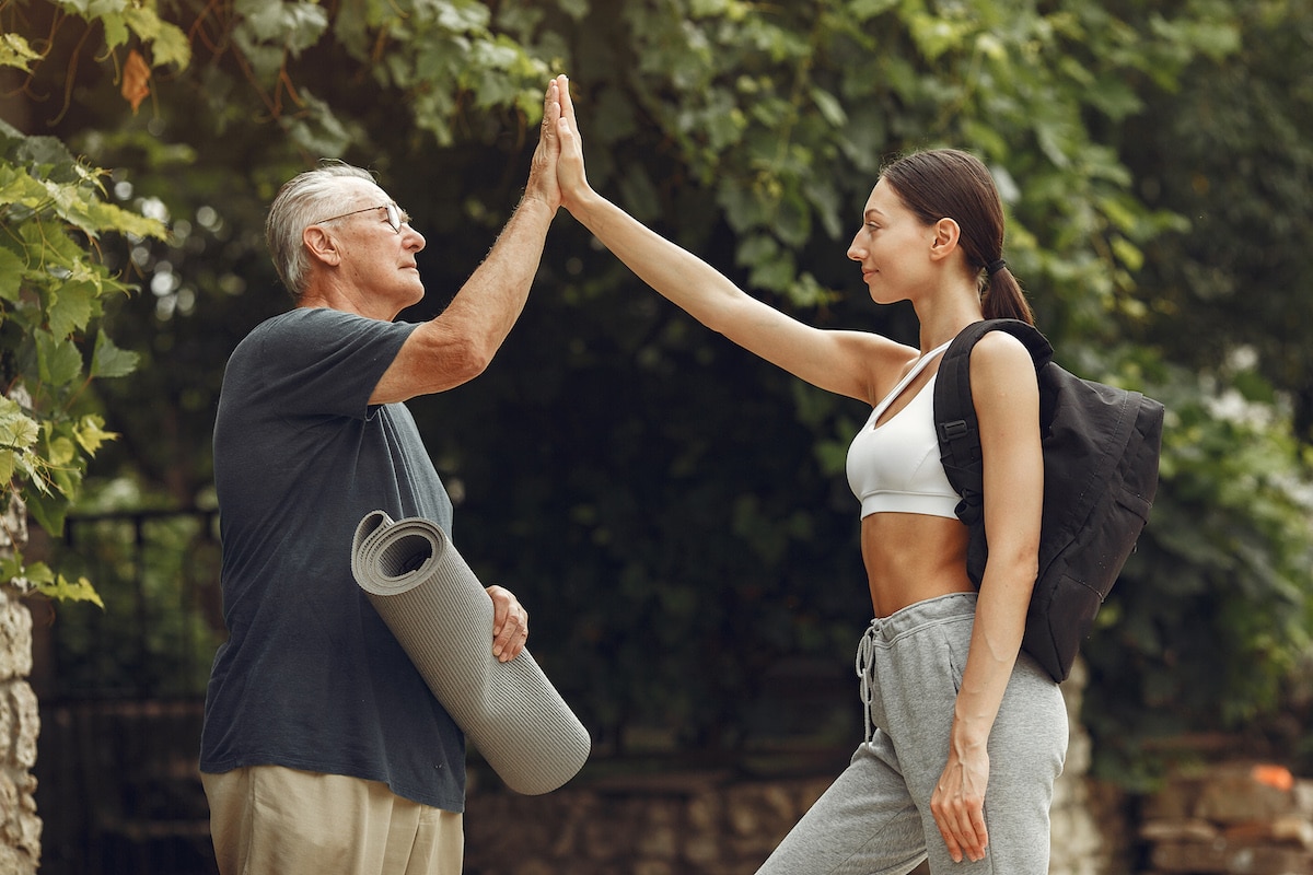 Old man with his granddaughter